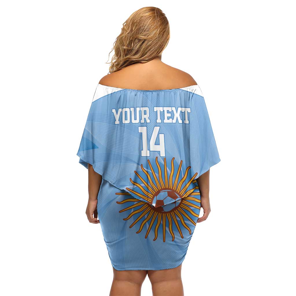Custom Argentina Football Family Matching Off Shoulder Short Dress and Hawaiian Shirt Vamos La Albiceleste Blue Version - Wonder Print Shop