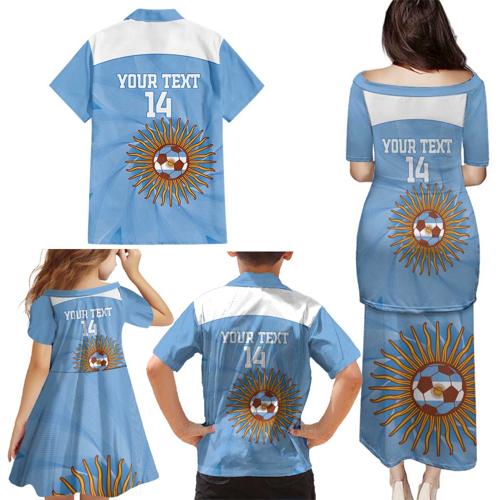 Custom Argentina Football Family Matching Puletasi and Hawaiian Shirt Vamos La Albiceleste Blue Version - Wonder Print Shop