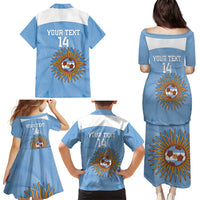 Custom Argentina Football Family Matching Puletasi and Hawaiian Shirt Vamos La Albiceleste Blue Version - Wonder Print Shop