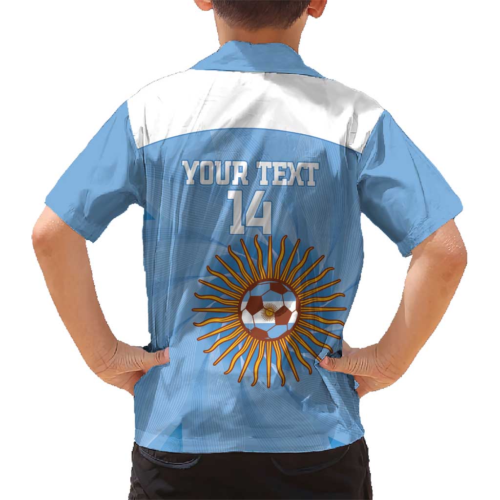 Custom Argentina Football Family Matching Short Sleeve Bodycon Dress and Hawaiian Shirt Vamos La Albiceleste Blue Version - Wonder Print Shop
