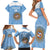 Custom Argentina Football Family Matching Short Sleeve Bodycon Dress and Hawaiian Shirt Vamos La Albiceleste Blue Version - Wonder Print Shop