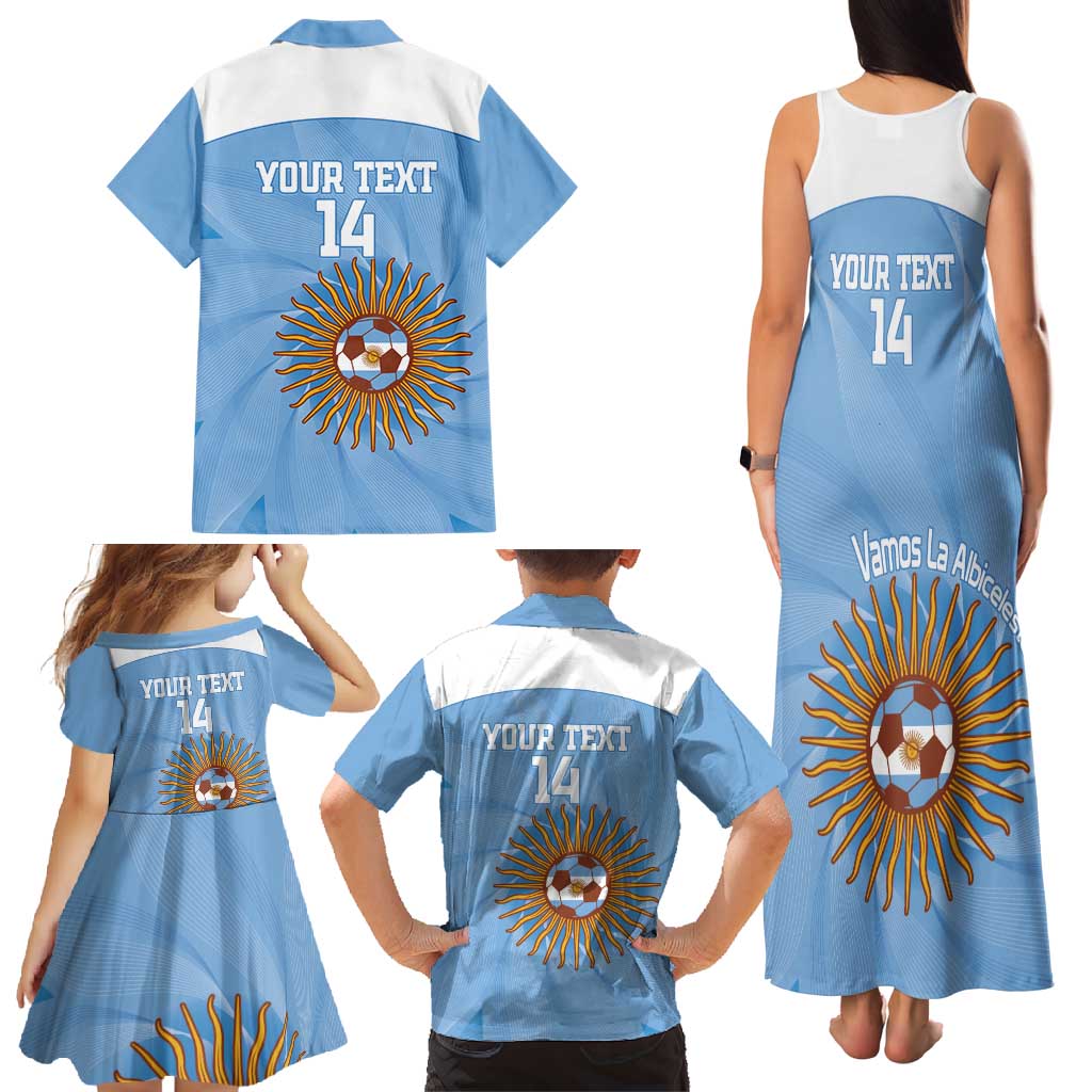 Custom Argentina Football Family Matching Tank Maxi Dress and Hawaiian Shirt Vamos La Albiceleste Blue Version - Wonder Print Shop