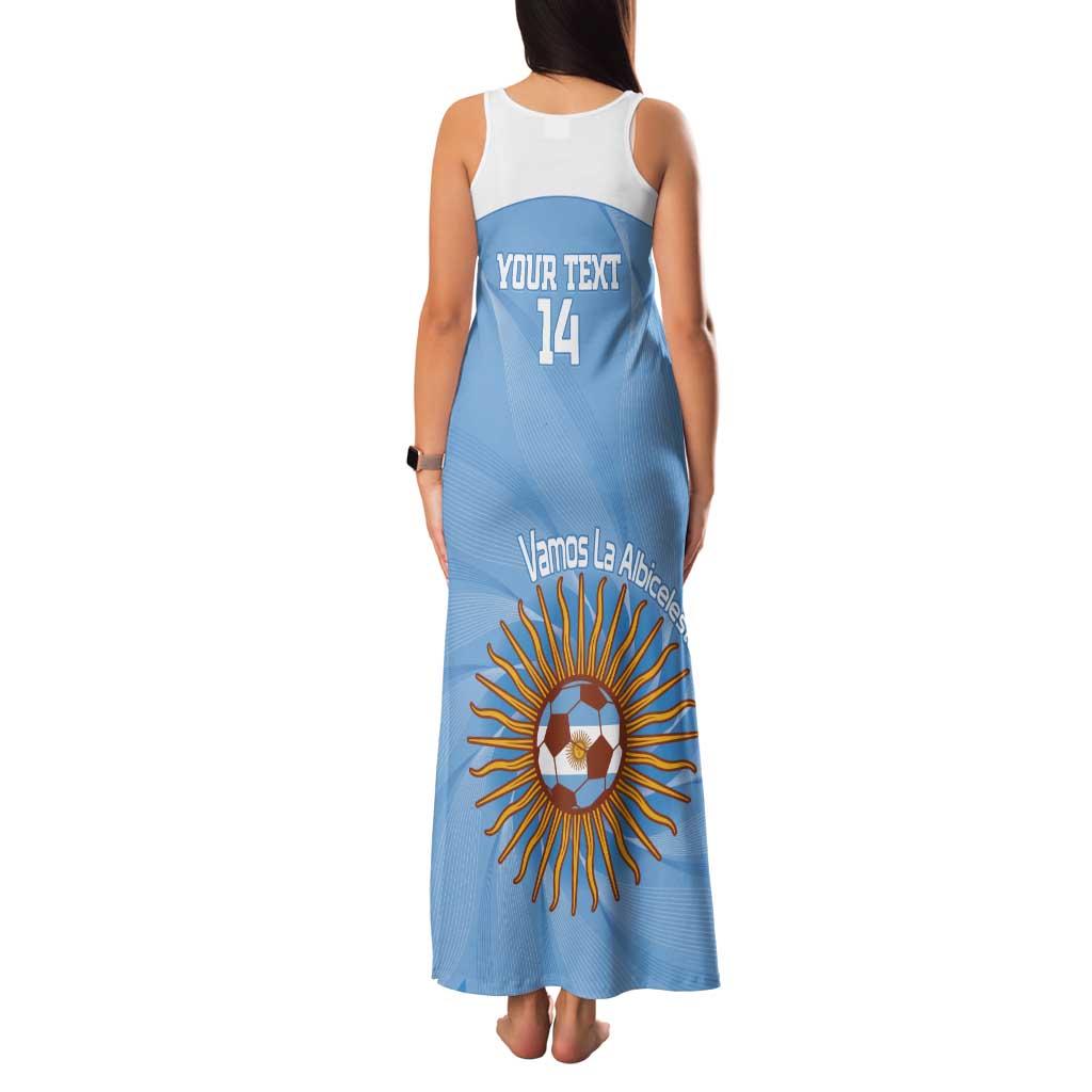 Custom Argentina Football Family Matching Tank Maxi Dress and Hawaiian Shirt Vamos La Albiceleste Blue Version - Wonder Print Shop