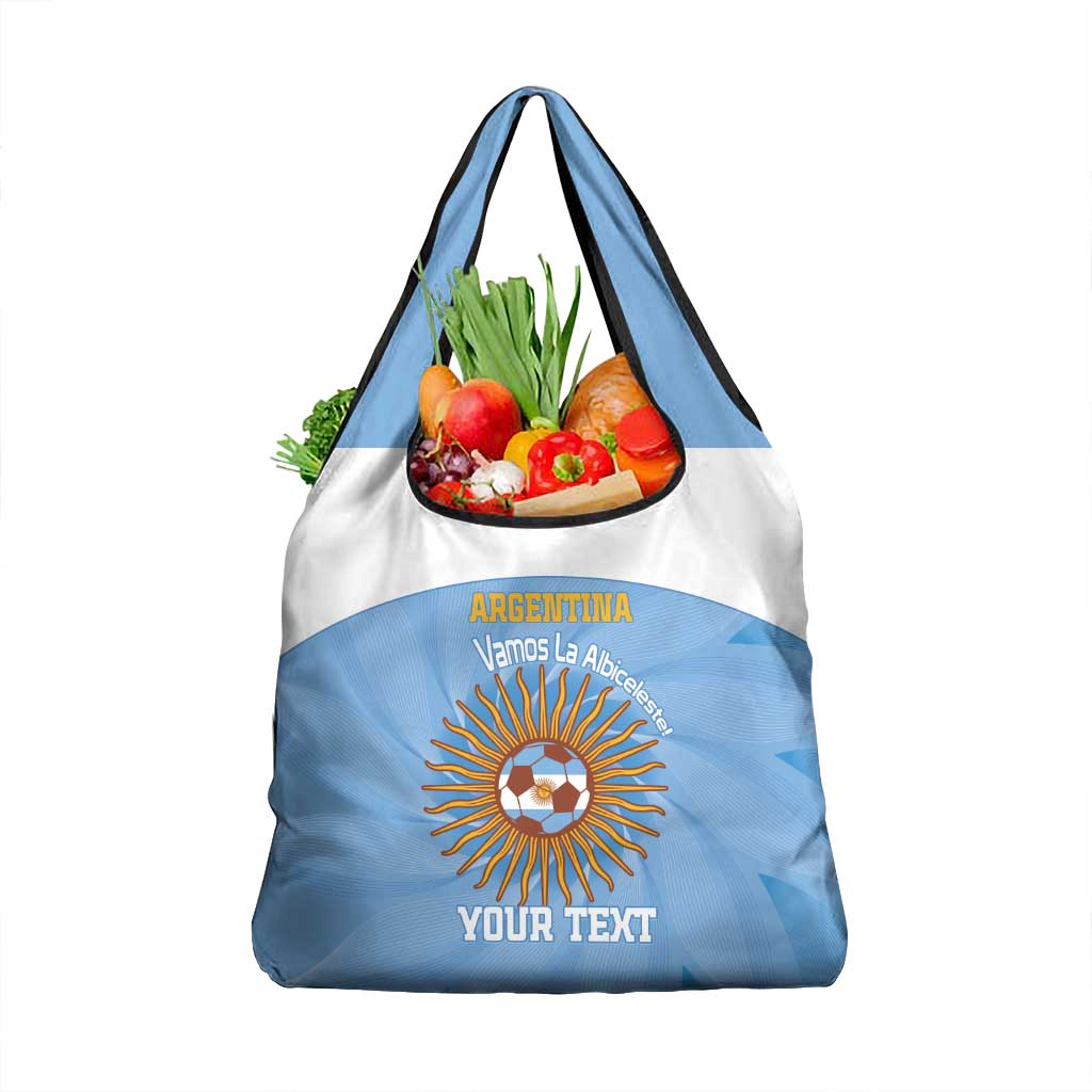 Custom Argentina Football Grocery Bag Vamos La Albiceleste Blue Version - Wonder Print Shop