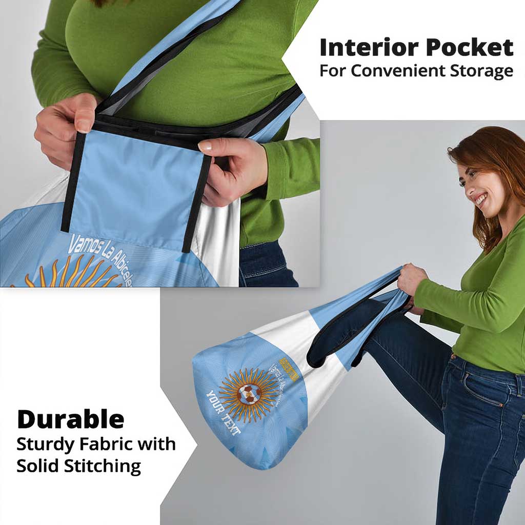 Custom Argentina Football Grocery Bag Vamos La Albiceleste Blue Version - Wonder Print Shop