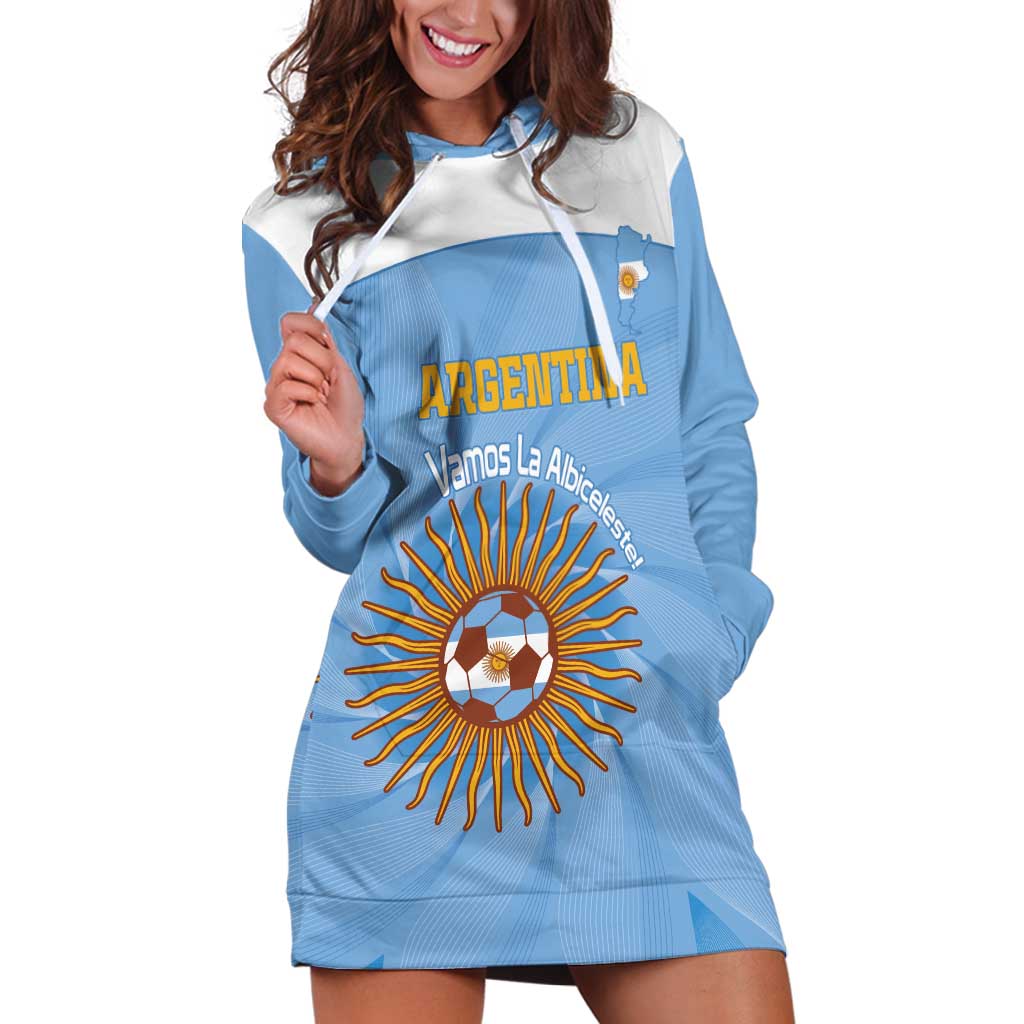 Custom Argentina Football Hoodie Dress Vamos La Albiceleste Blue Version - Wonder Print Shop