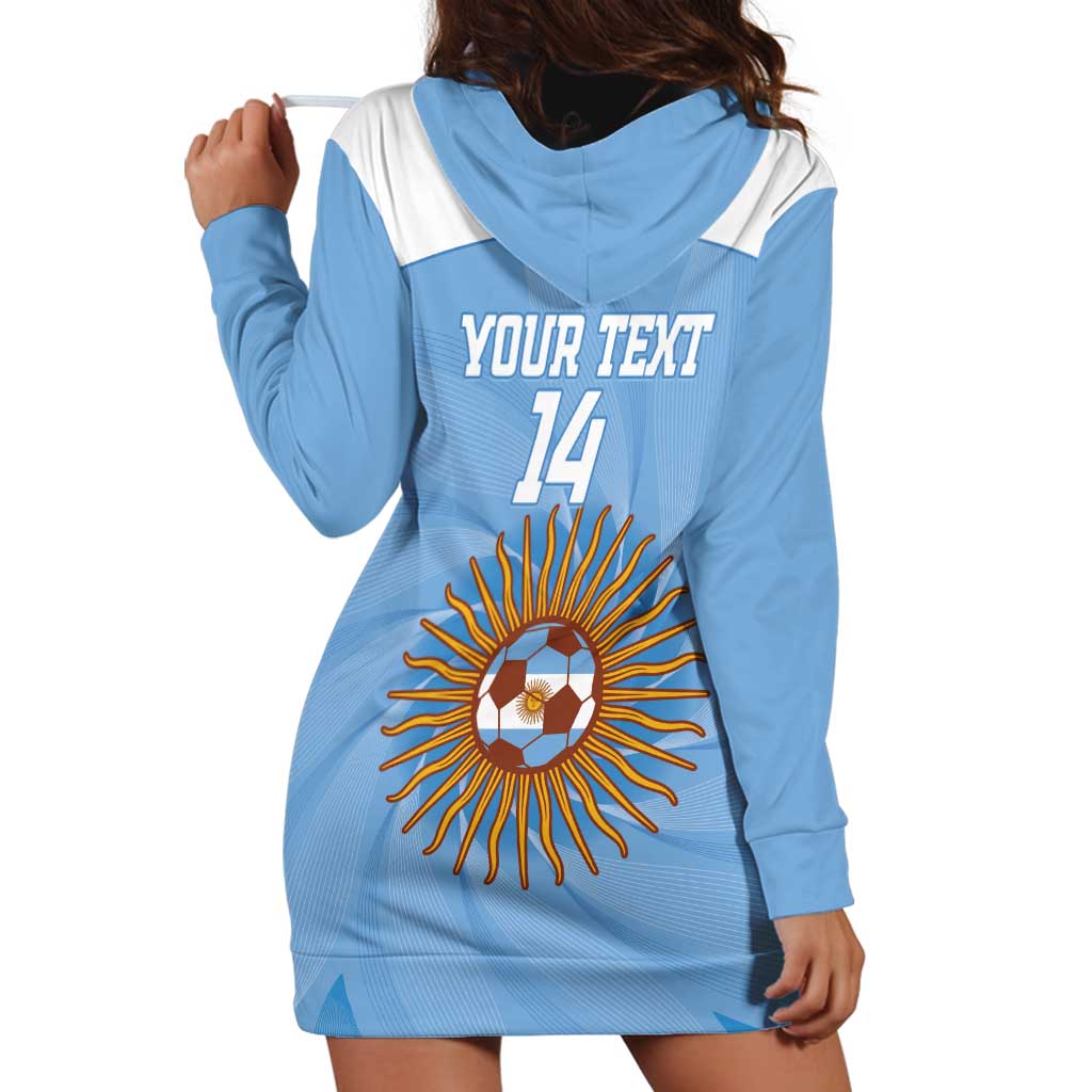 Custom Argentina Football Hoodie Dress Vamos La Albiceleste Blue Version - Wonder Print Shop