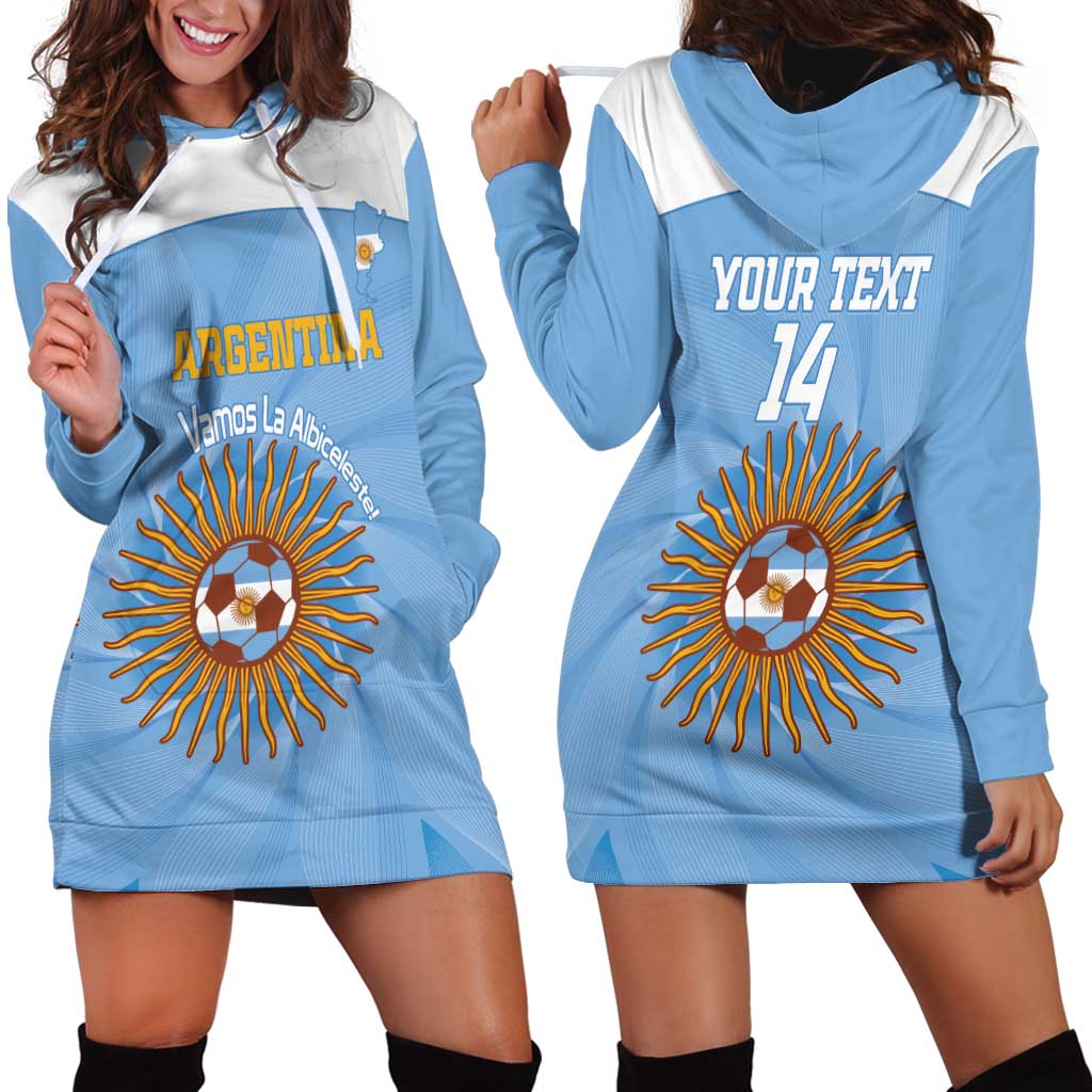 Custom Argentina Football Hoodie Dress Vamos La Albiceleste Blue Version - Wonder Print Shop