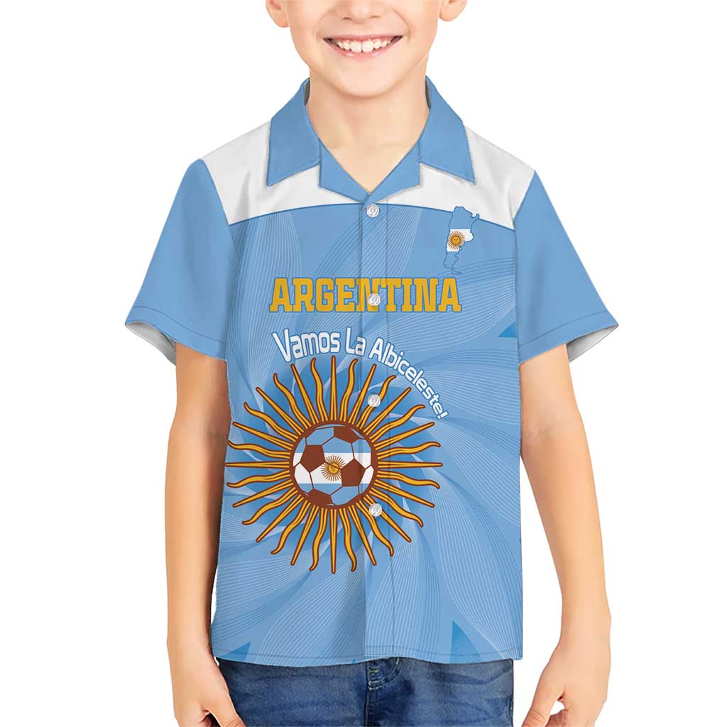 Custom Argentina Football Kid Hawaiian Shirt Vamos La Albiceleste Blue Version - Wonder Print Shop