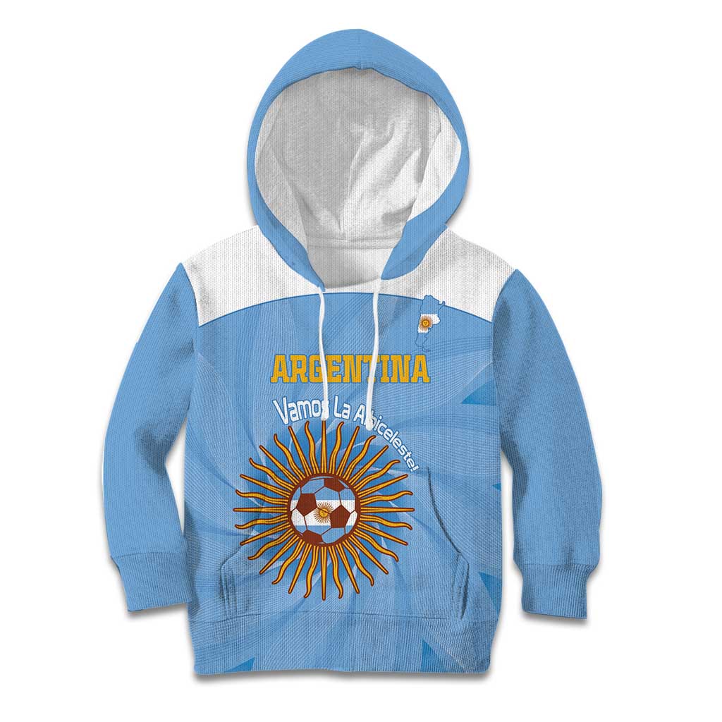 Custom Argentina Football Kid Hoodie Vamos La Albiceleste Blue Version - Wonder Print Shop