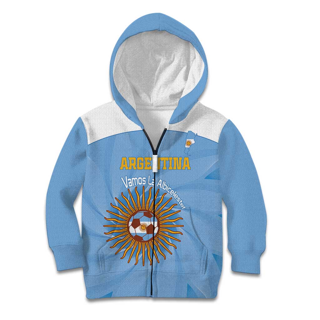 Custom Argentina Football Kid Hoodie Vamos La Albiceleste Blue Version - Wonder Print Shop