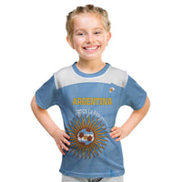 Custom Argentina Football Kid T Shirt Vamos La Albiceleste Blue Version - Wonder Print Shop
