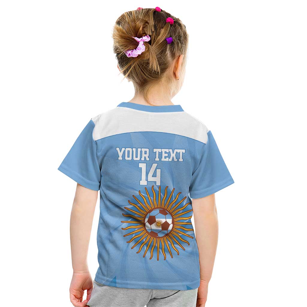 Custom Argentina Football Kid T Shirt Vamos La Albiceleste Blue Version - Wonder Print Shop