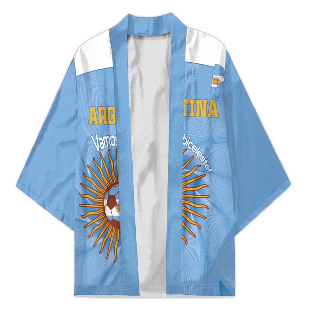 Custom Argentina Football Kimono Vamos La Albiceleste Blue Version - Wonder Print Shop