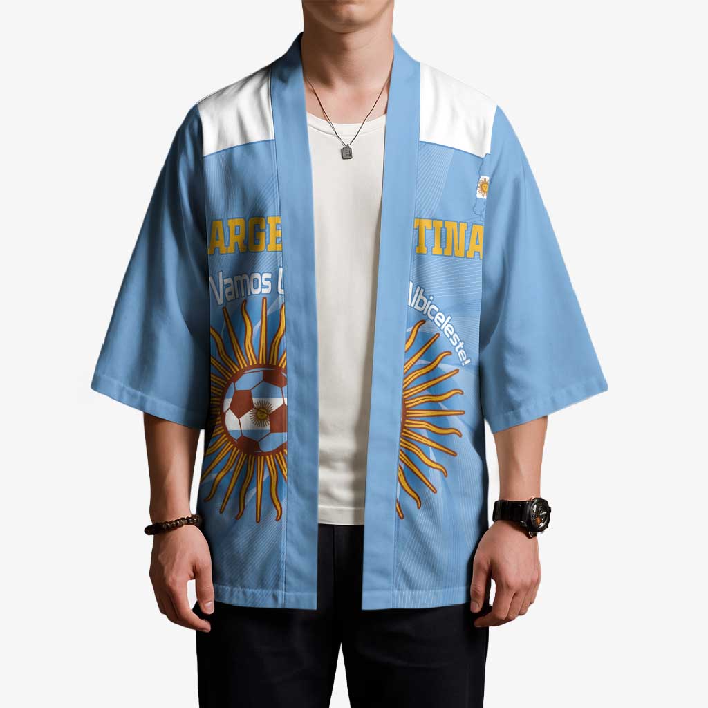 Custom Argentina Football Kimono Vamos La Albiceleste Blue Version - Wonder Print Shop