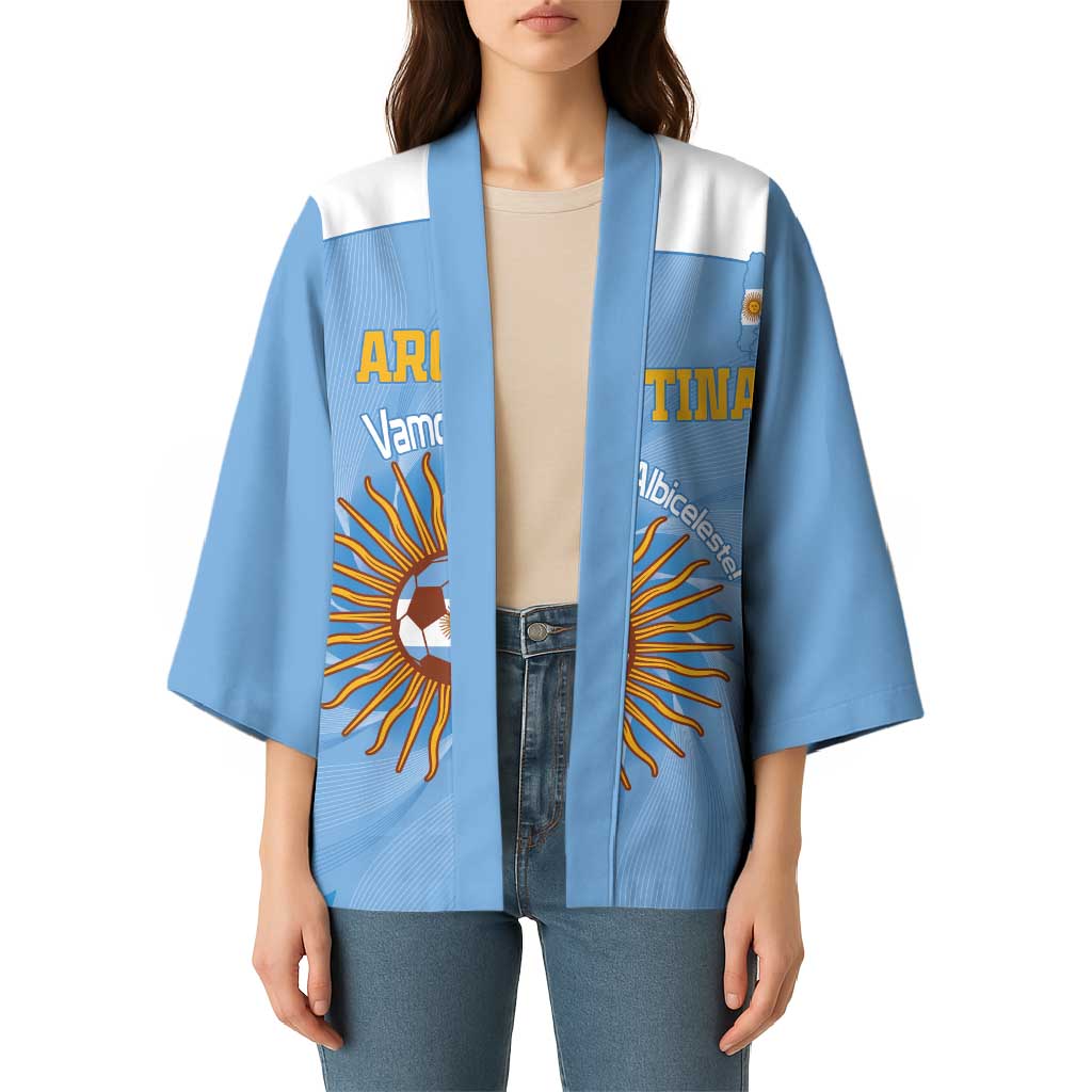 Custom Argentina Football Kimono Vamos La Albiceleste Blue Version - Wonder Print Shop