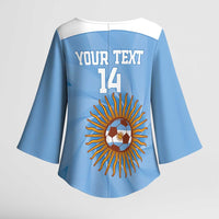 Custom Argentina Football Kimono Sleeve Blouse Vamos La Albiceleste Blue Version - Wonder Print Shop