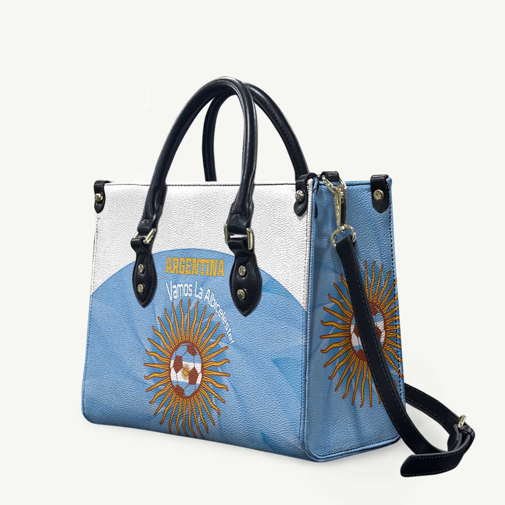 Custom Argentina Football Leather Bag Vamos La Albiceleste Blue Version - Wonder Print Shop