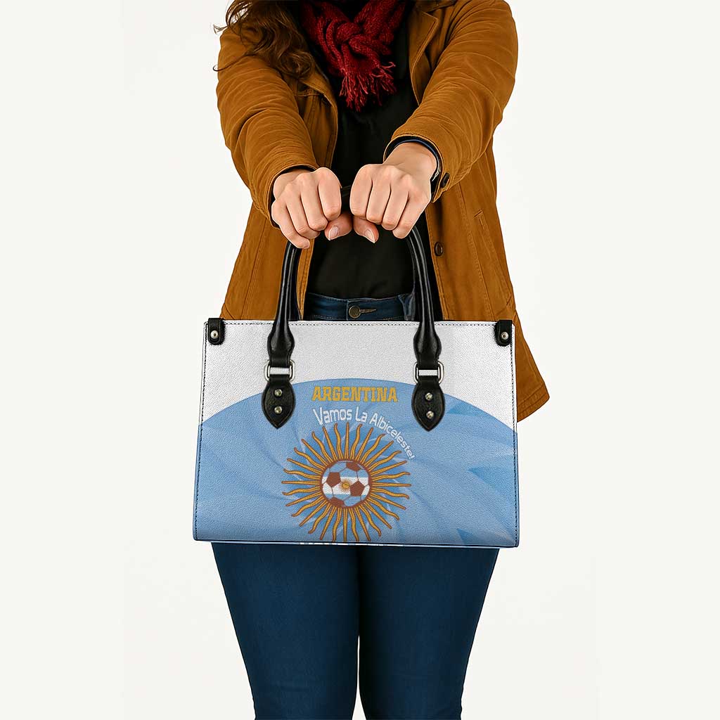 Custom Argentina Football Leather Bag Vamos La Albiceleste Blue Version - Wonder Print Shop