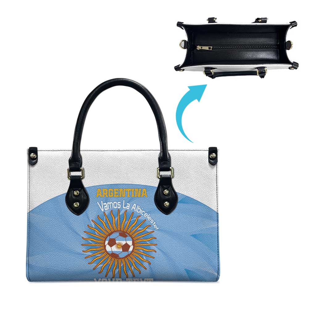 Custom Argentina Football Leather Bag Vamos La Albiceleste Blue Version - Wonder Print Shop