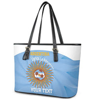 Custom Argentina Football Leather Tote Bag Vamos La Albiceleste Blue Version - Wonder Print Shop
