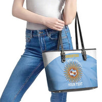Custom Argentina Football Leather Tote Bag Vamos La Albiceleste Blue Version - Wonder Print Shop