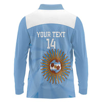 Custom Argentina Football Long Sleeve Polo Shirt Vamos La Albiceleste Blue Version - Wonder Print Shop
