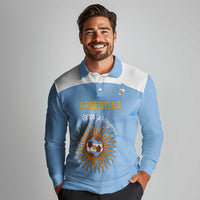 Custom Argentina Football Long Sleeve Polo Shirt Vamos La Albiceleste Blue Version - Wonder Print Shop