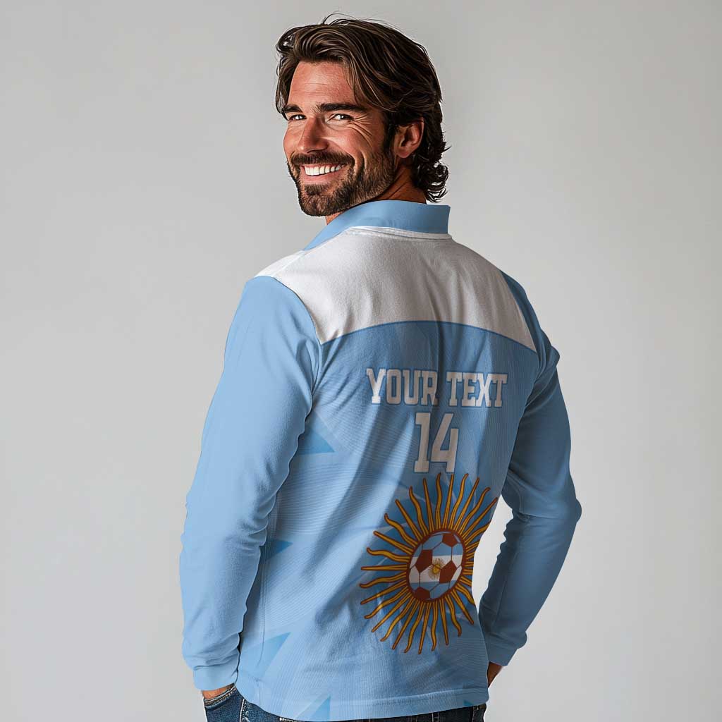 Custom Argentina Football Long Sleeve Polo Shirt Vamos La Albiceleste Blue Version - Wonder Print Shop