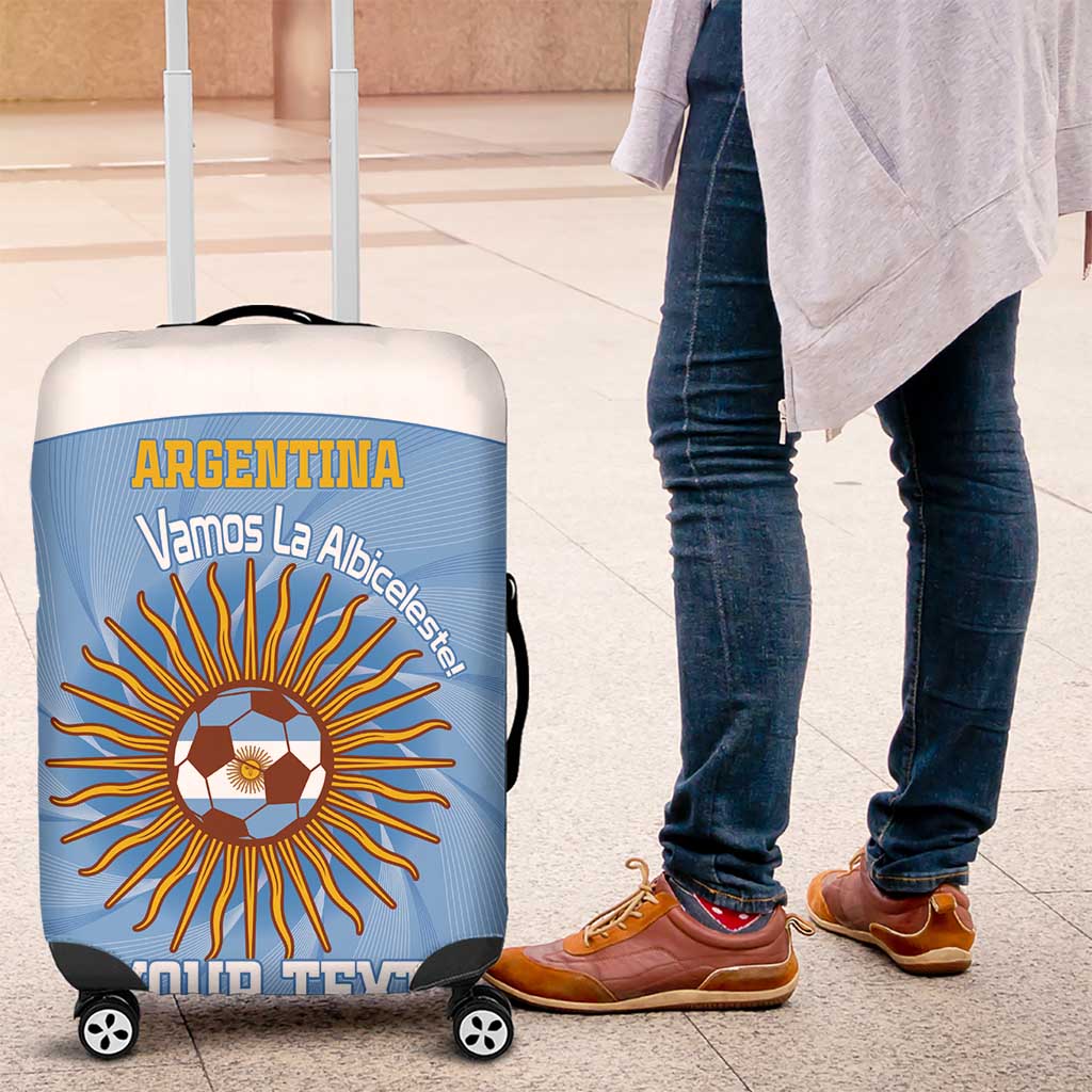 Custom Argentina Football Luggage Cover Vamos La Albiceleste Blue Version - Wonder Print Shop