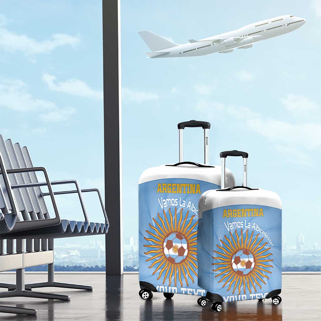 Custom Argentina Football Luggage Cover Vamos La Albiceleste Blue Version - Wonder Print Shop