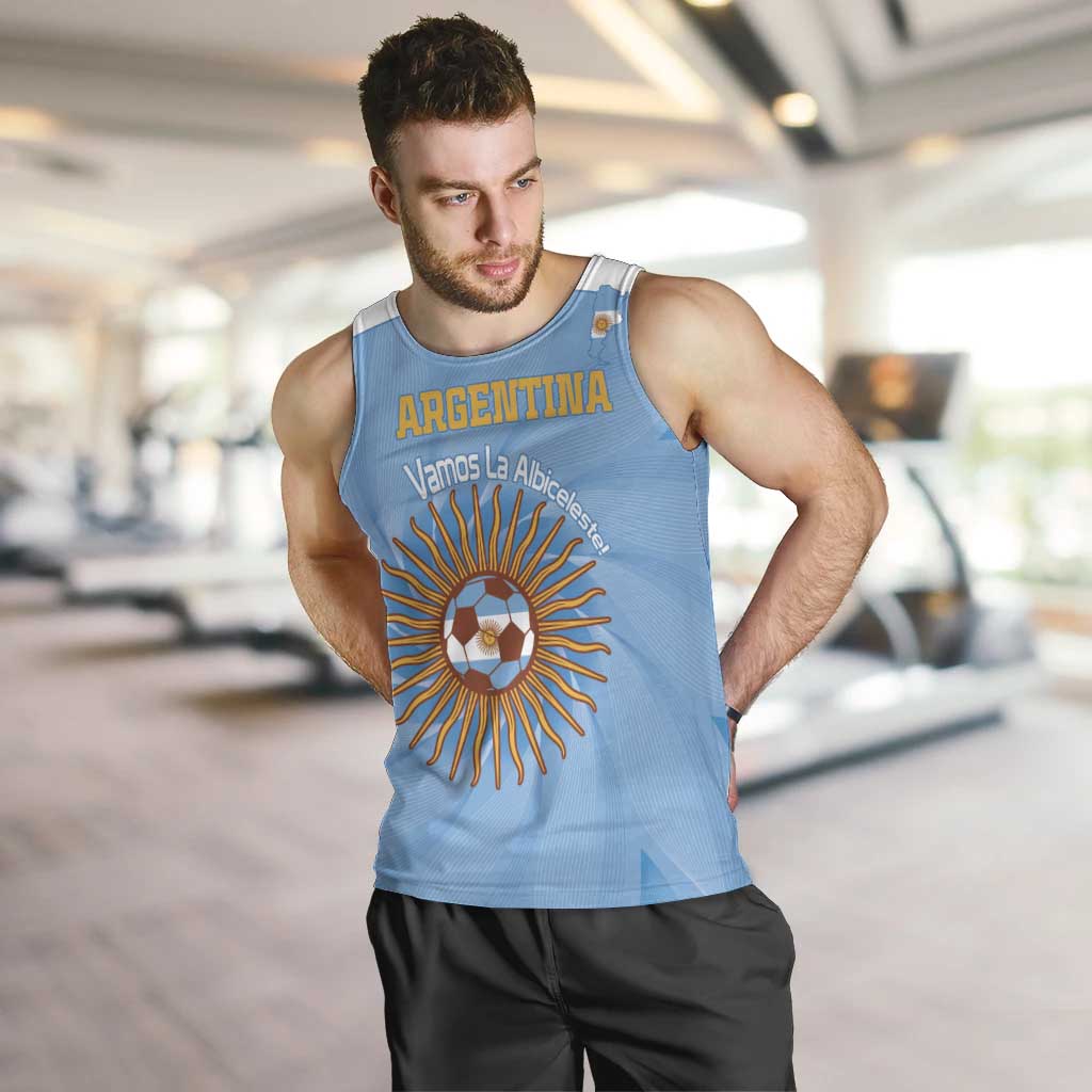 Custom Argentina Football Men Tank Top Vamos La Albiceleste Blue Version - Wonder Print Shop