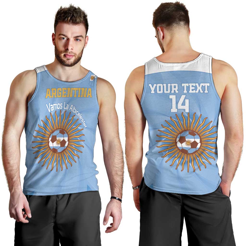 Custom Argentina Football Men Tank Top Vamos La Albiceleste Blue Version - Wonder Print Shop