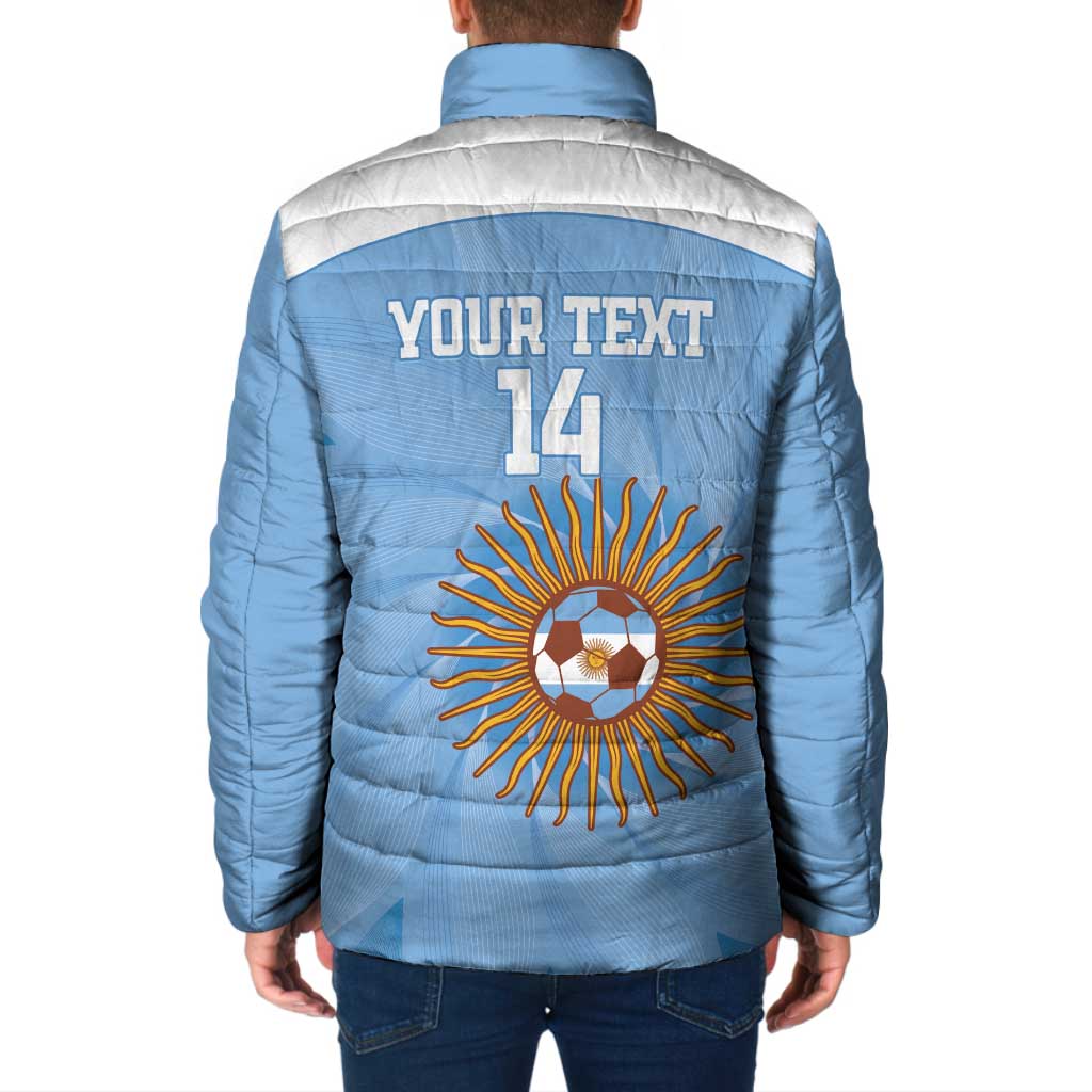 Custom Argentina Football Padded Jacket Vamos La Albiceleste Blue Version - Wonder Print Shop