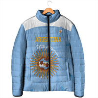 Custom Argentina Football Padded Jacket Vamos La Albiceleste Blue Version - Wonder Print Shop