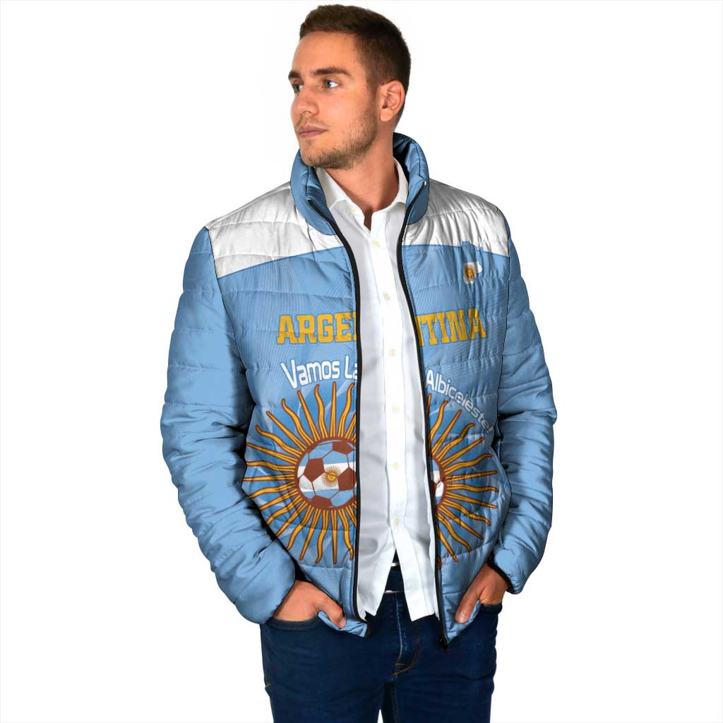 Custom Argentina Football Padded Jacket Vamos La Albiceleste Blue Version - Wonder Print Shop