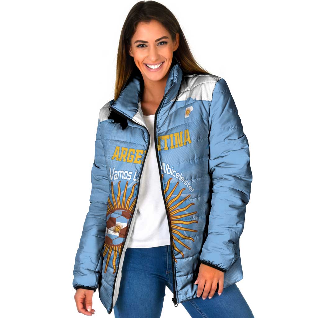 Custom Argentina Football Padded Jacket Vamos La Albiceleste Blue Version - Wonder Print Shop