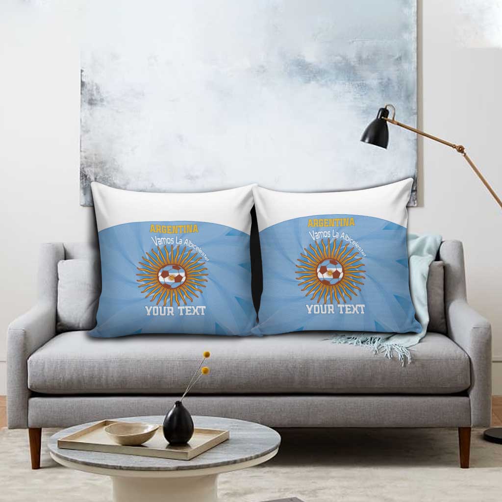 Custom Argentina Football Pillow Cover Vamos La Albiceleste Blue Version - Wonder Print Shop