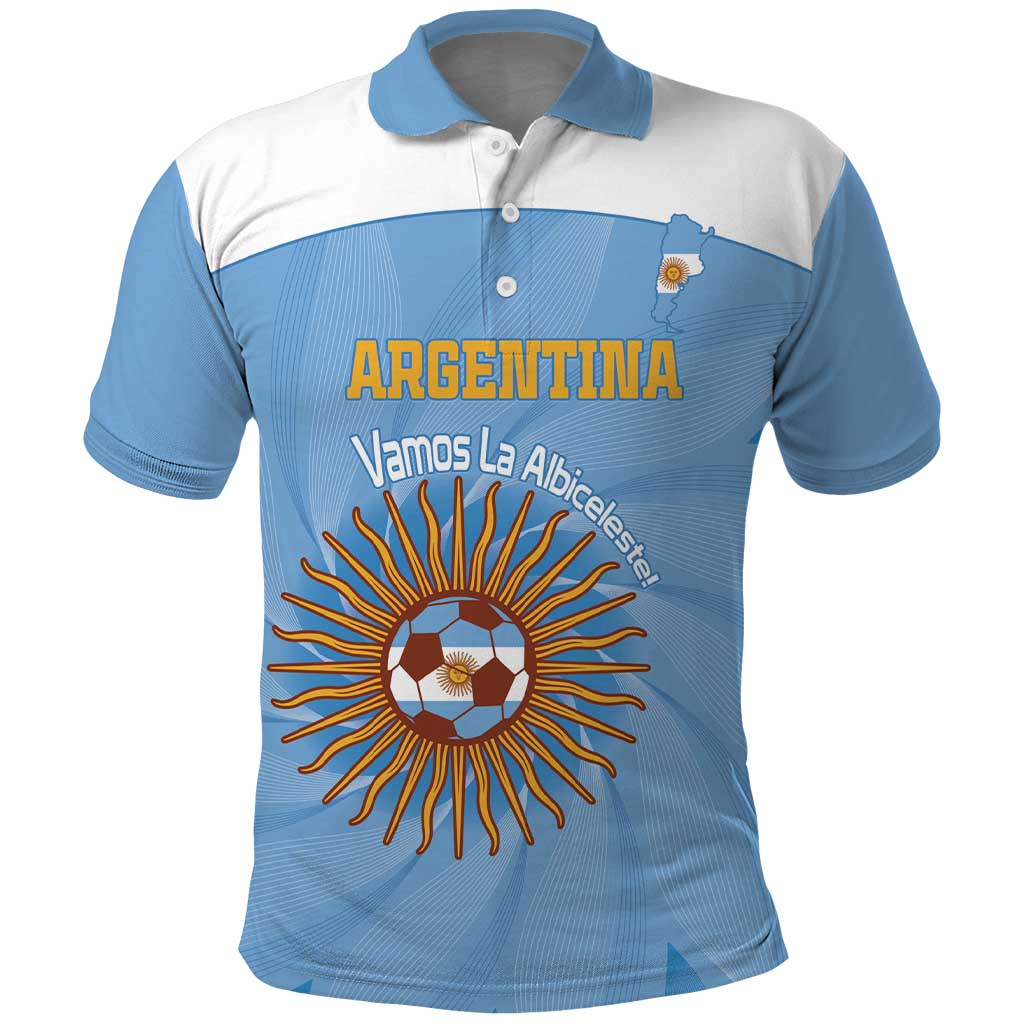 Custom Argentina Football Polo Shirt Vamos La Albiceleste Blue Version - Wonder Print Shop