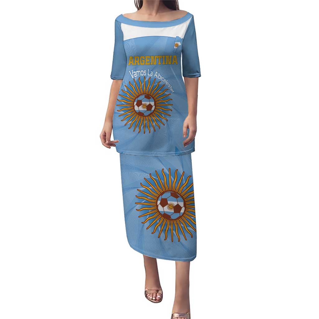 Custom Argentina Football Puletasi Vamos La Albiceleste Blue Version - Wonder Print Shop
