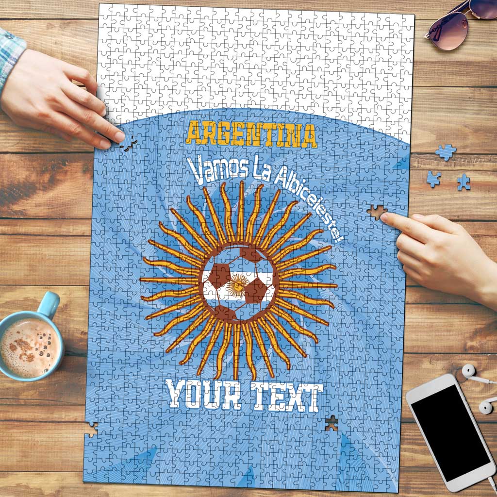 Custom Argentina Football Puzzle Vamos La Albiceleste Blue Version - Wonder Print Shop