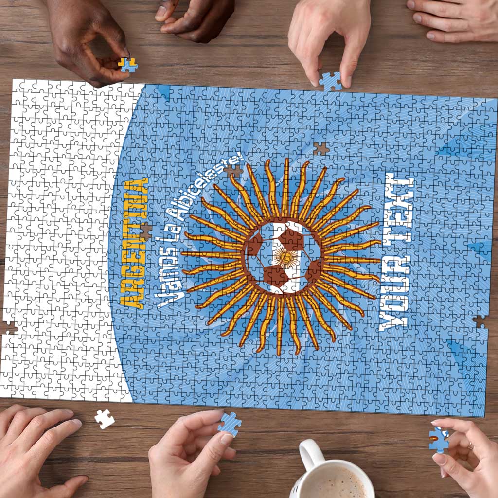 Custom Argentina Football Puzzle Vamos La Albiceleste Blue Version - Wonder Print Shop