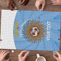 Custom Argentina Football Puzzle Vamos La Albiceleste Blue Version - Wonder Print Shop