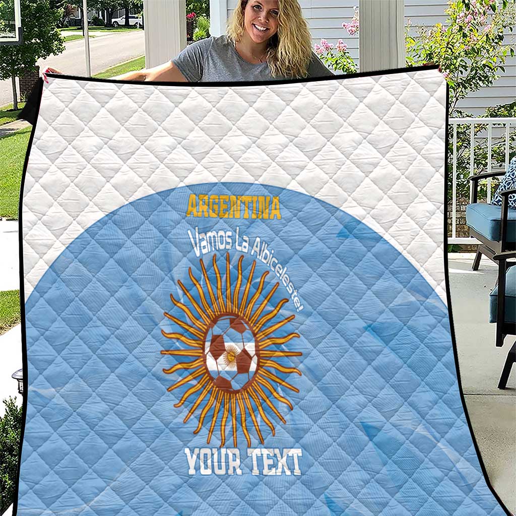 Custom Argentina Football Quilt Vamos La Albiceleste Blue Version - Wonder Print Shop