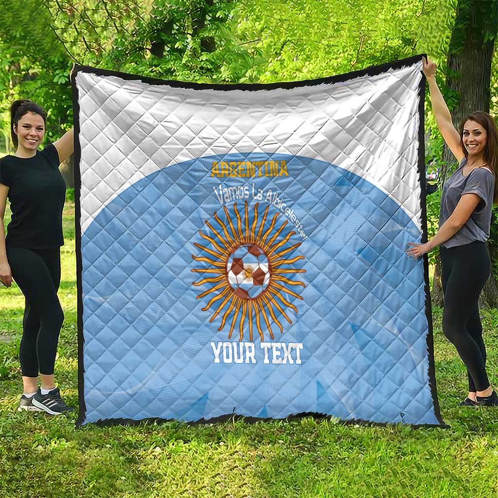 Custom Argentina Football Quilt Vamos La Albiceleste Blue Version - Wonder Print Shop