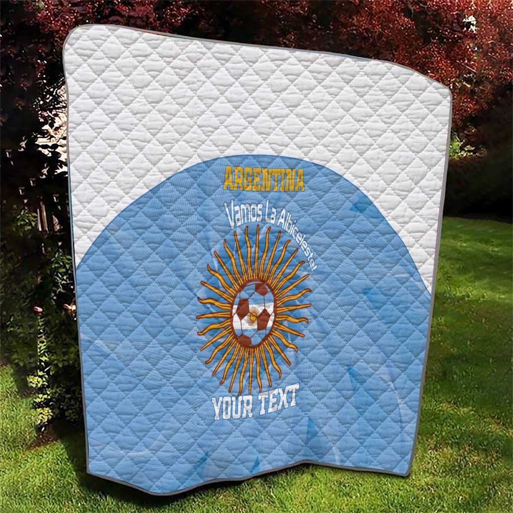 Custom Argentina Football Quilt Vamos La Albiceleste Blue Version - Wonder Print Shop