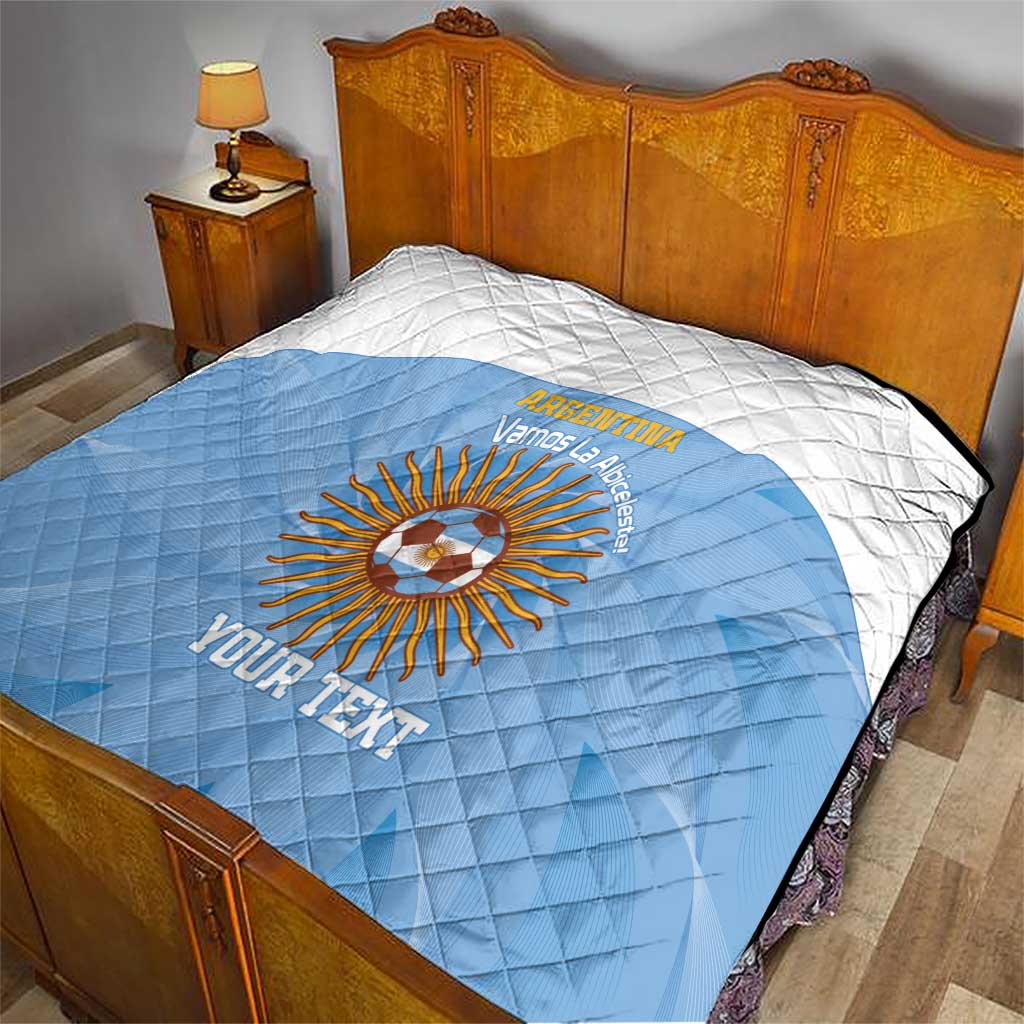 Custom Argentina Football Quilt Vamos La Albiceleste Blue Version - Wonder Print Shop