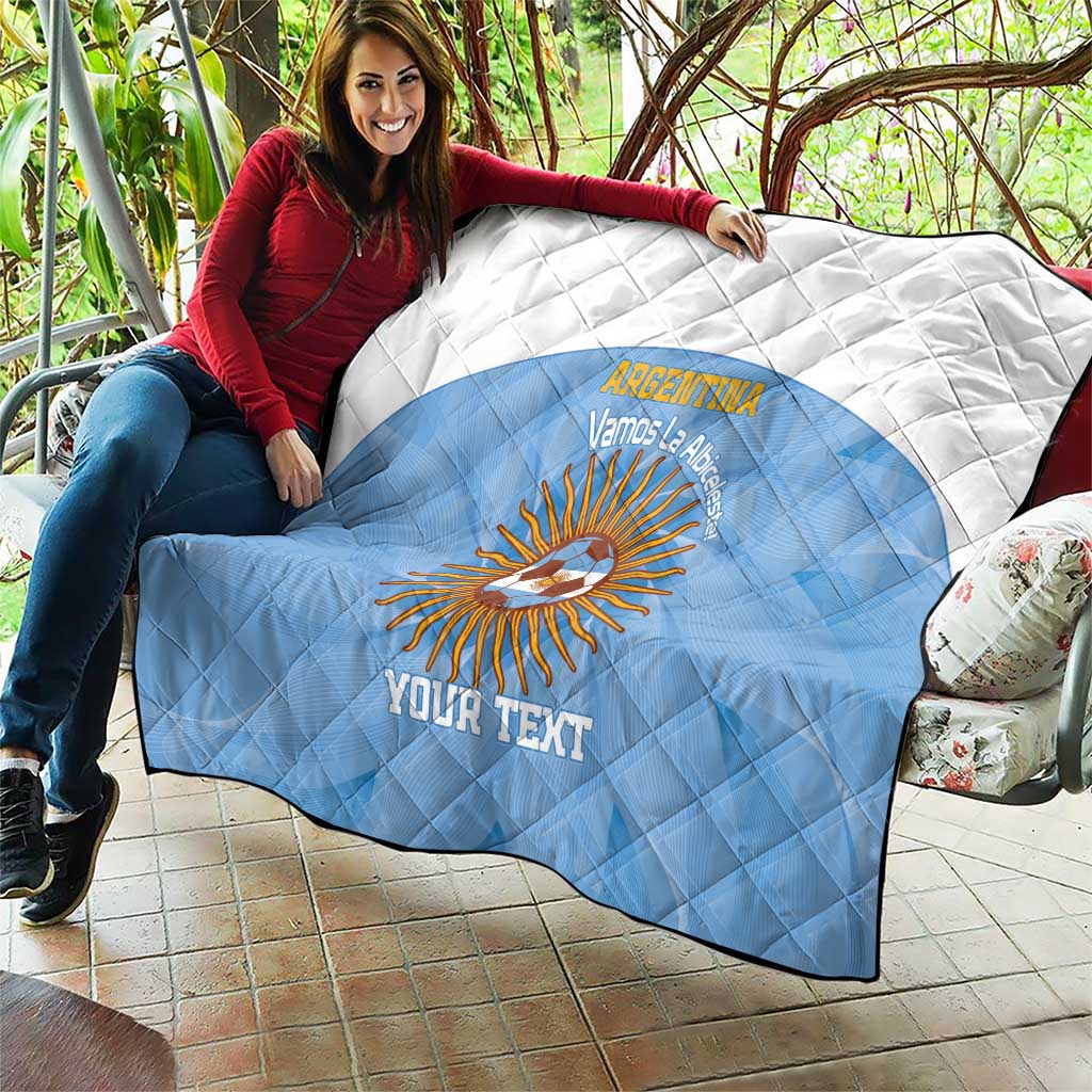 Custom Argentina Football Quilt Vamos La Albiceleste Blue Version - Wonder Print Shop