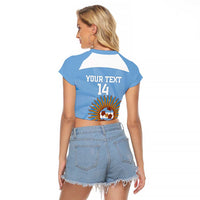 Custom Argentina Football Raglan Cropped T Shirt Vamos La Albiceleste Blue Version - Wonder Print Shop