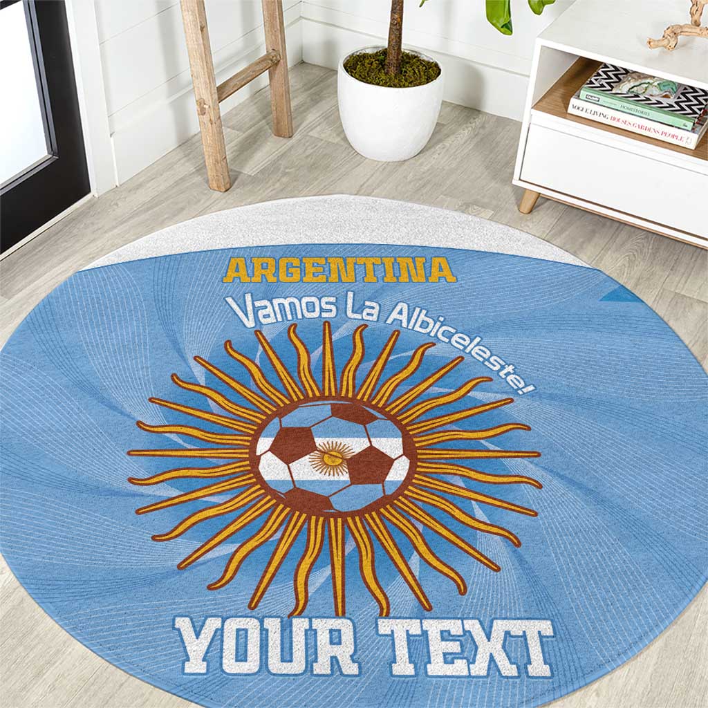 Custom Argentina Football Round Carpet Vamos La Albiceleste Blue Version - Wonder Print Shop